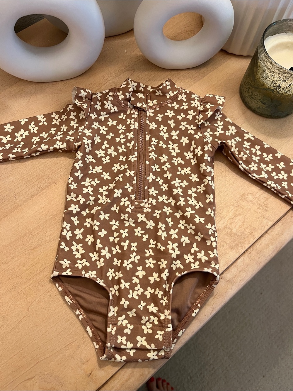 Quincy Mae Summer Bloom Rashguard One-Piece Swimsuit Size 3-6M